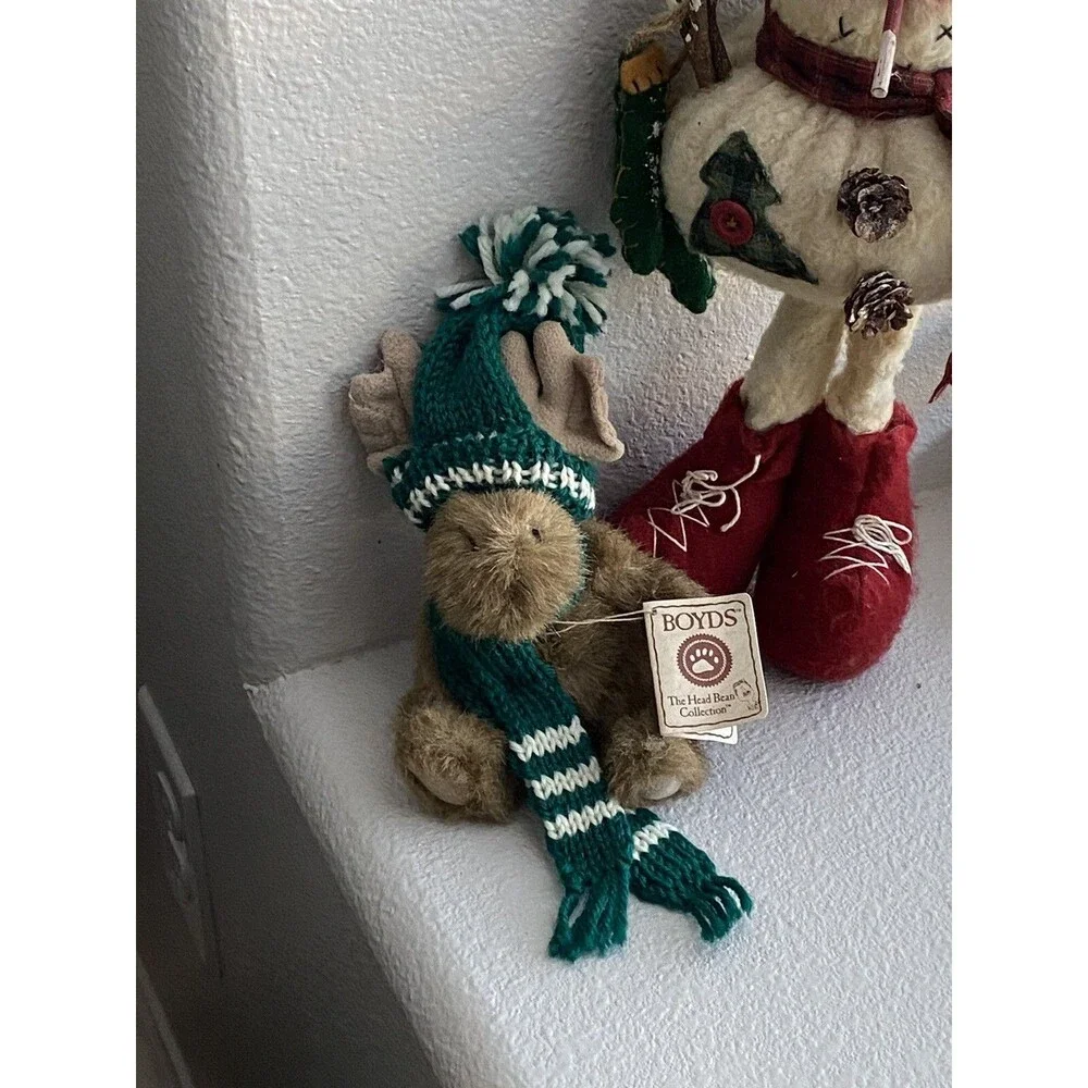 Vintage 80s Boyds Bear  Mini Moose Lil' Chrismoose Stuffed Toy 9